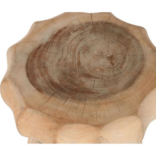 Table Dappoint Sculptée En Bois Naturel Mungur Style Artisanal