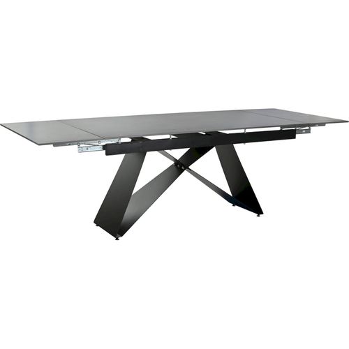Table Extensible Design Moderne En Céramique Et Métal Noir