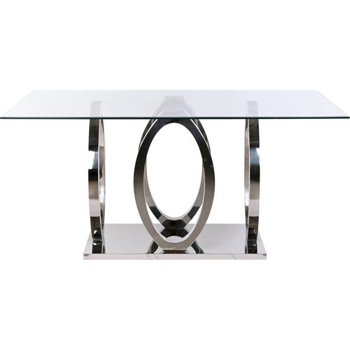 Table Élégante En Verre Trempé Et Acier Pour Salle à Manger