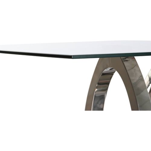 Table Élégante En Verre Trempé Et Acier Pour Salle à Manger