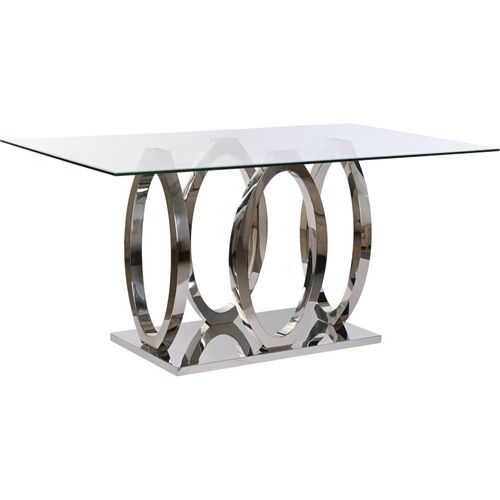 Table Élégante En Verre Trempé Et Acier Pour Salle à Manger