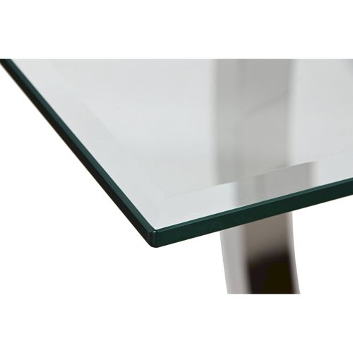 Table Élégante En Verre Trempé Et Acier Pour Salle à Manger