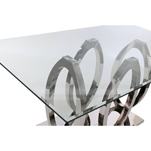 Table Élégante En Verre Trempé Et Acier Pour Salle à Manger