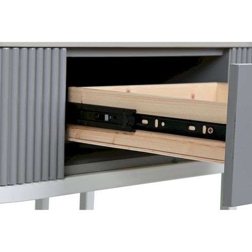 Table Basse Élégante En Métal Blanc Et Pierre Sinterisée