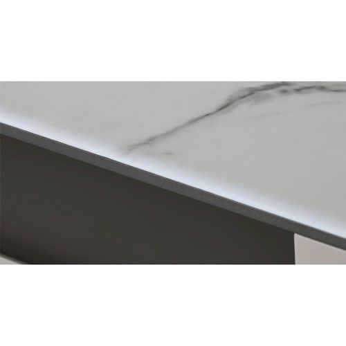 Élégance Moderne Meuble TV Marbre Acier Beige