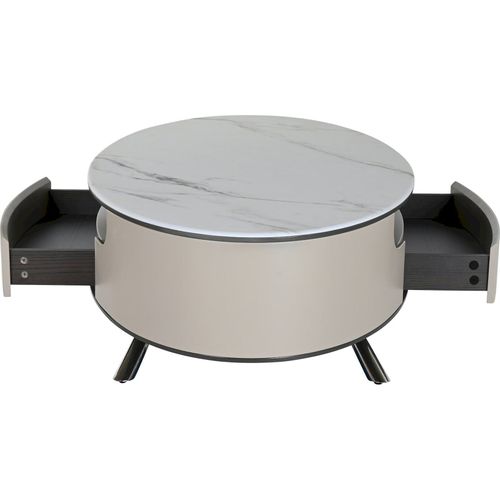 Table Basse Élégante En Marbre Et Acier Minimaliste