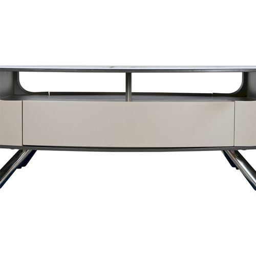 Table Basse Élégante En Marbre Et Acier Minimaliste