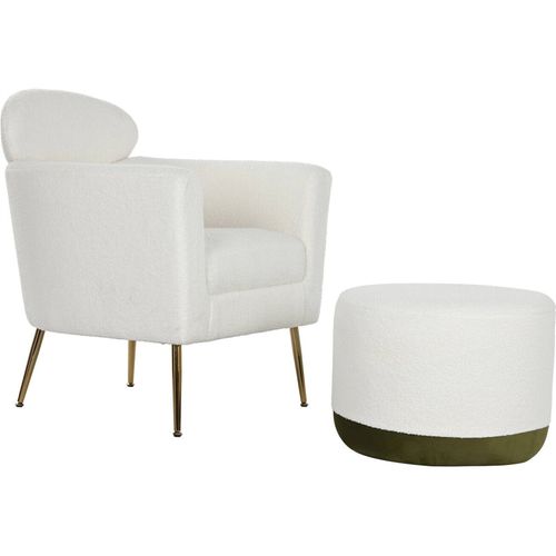 Fauteuil Moderne Blanc Avec Repose Pieds Élégant Bois Et Polyester