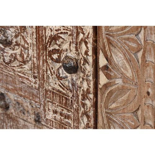 Armoire Vitrine En Teck Naturel Finition Artisanale Élégante