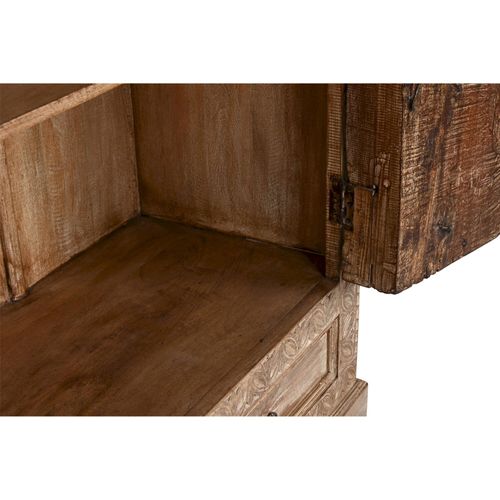 Armoire Vitrine En Teck Naturel Finition Artisanale Élégante