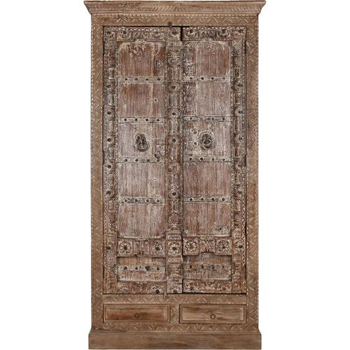 Armoire Vitrine En Teck Naturel Finition Artisanale Élégante