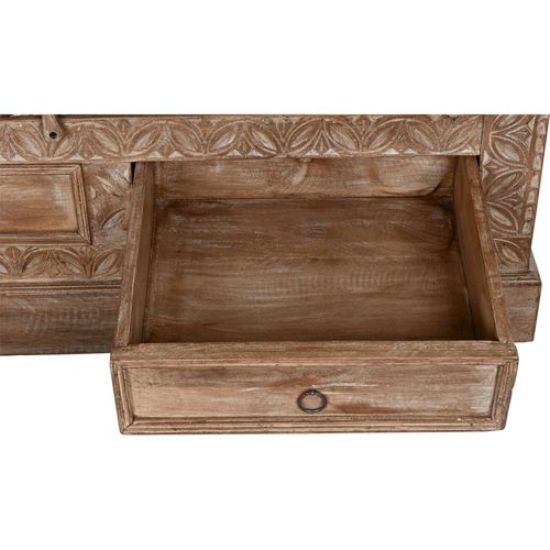 Armoire Vitrine En Teck Naturel Finition Artisanale Élégante