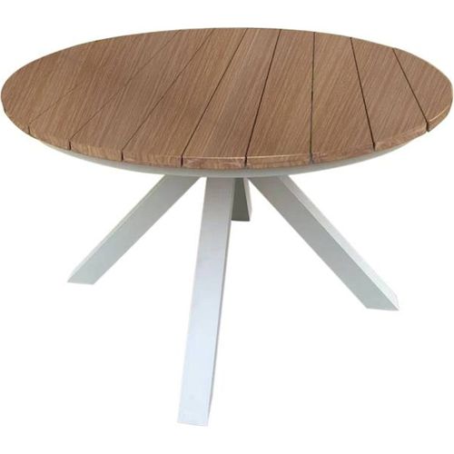 Table Ronde De Jardin Aluminium Blanc Style Contemporain Extérieur
