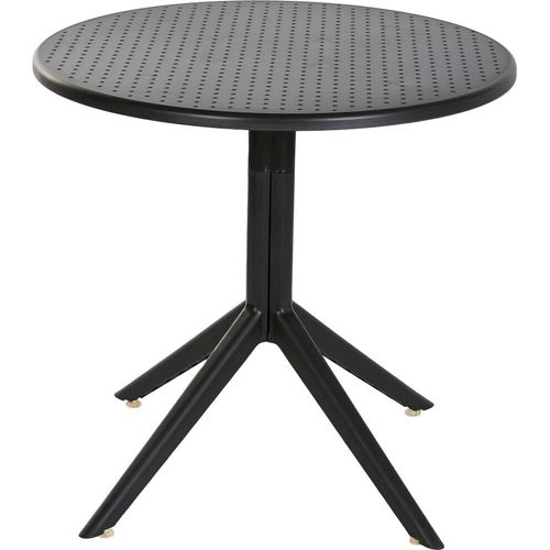 Table De Repas Métal Noir Recyclé Élégante Pour Terrasse Et Jardin