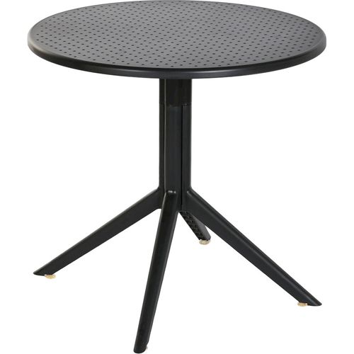 Table De Repas Métal Noir Recyclé Élégante Pour Terrasse Et Jardin
