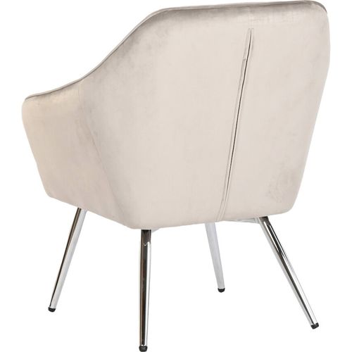 Fauteuil Élégant Velours Crème Métal Chic