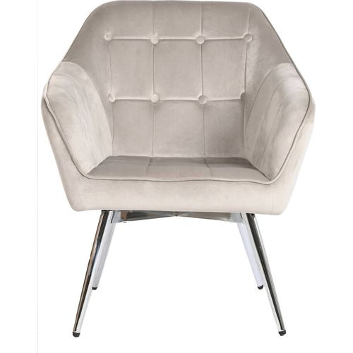 Fauteuil Élégant Velours Crème Métal Chic