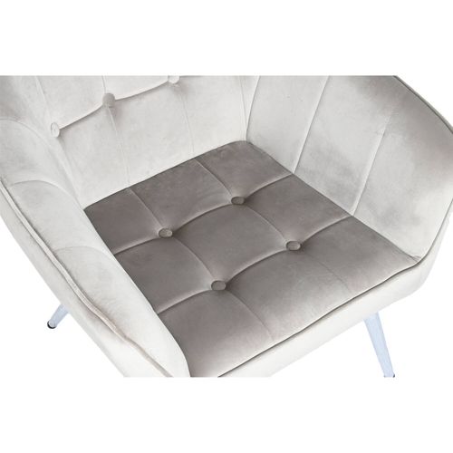 Fauteuil Élégant Velours Crème Métal Chic