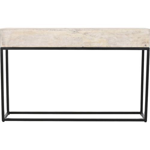 Console Entrée Blanche Sculptée Style Indio Colonial En Manguier Et Métal