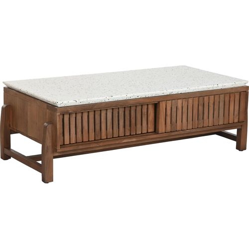 Table Basse En Acacia Et Terrazzo Style Oriental