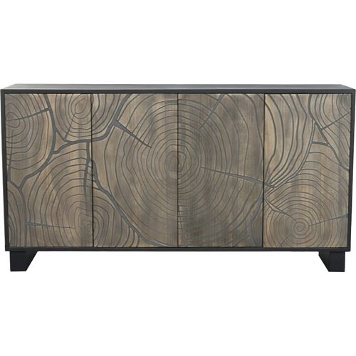 Buffet Design Bois Sculpté Inspiration Tronc Naturel Style Balinais