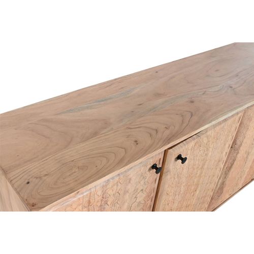 Buffet Acacia Et Métal Style Moderne Finition Naturelle Sculptée