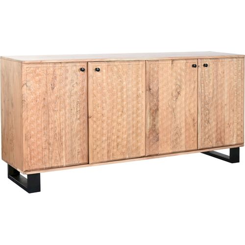 Buffet Acacia Et Métal Style Moderne Finition Naturelle Sculptée