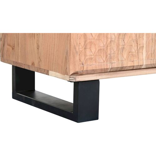 Buffet Acacia Et Métal Style Moderne Finition Naturelle Sculptée