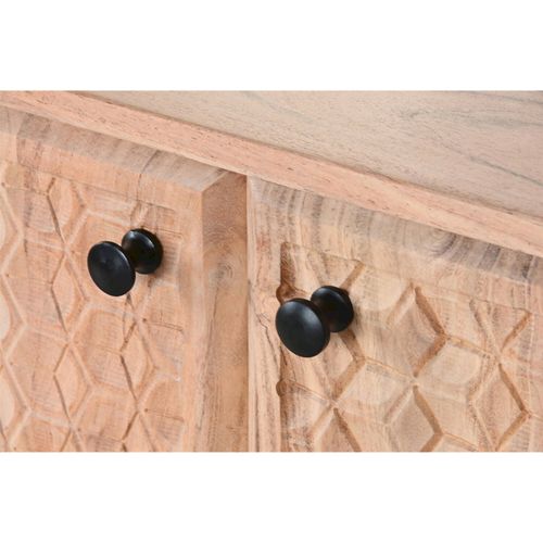 Buffet Acacia Et Métal Style Moderne Finition Naturelle Sculptée