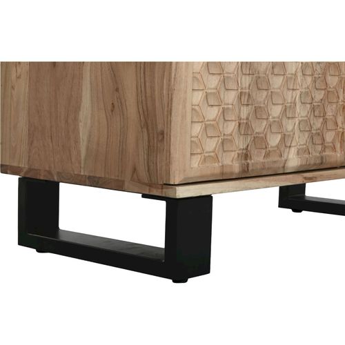 Buffet Acacia Métal Style Moderne Sculpté Pieds Noirs