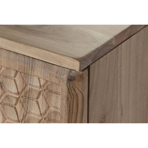 Buffet Acacia Métal Style Moderne Sculpté Pieds Noirs