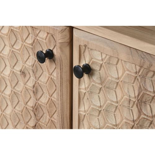 Buffet Acacia Métal Style Moderne Sculpté Pieds Noirs