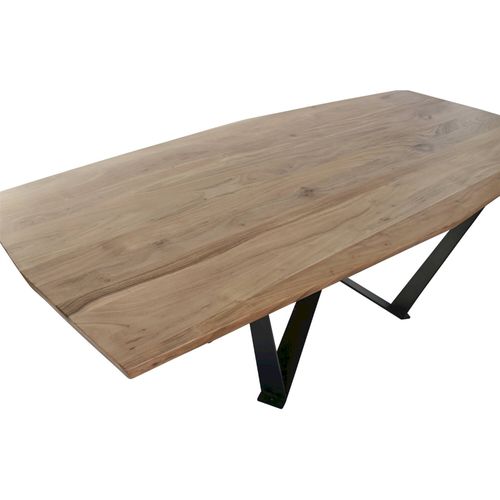 Table De Salle à Manger Acacia Et Métal Style Moderne