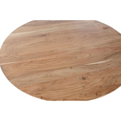 Table Ronde Acacia Et Métal Style Moderne Pour Salle à Manger