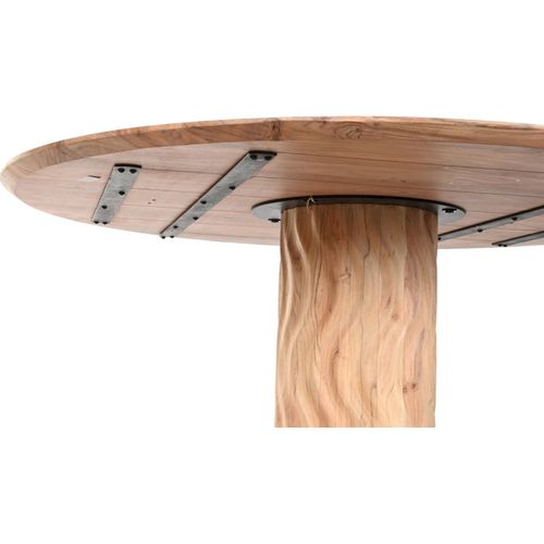 Table Ronde Acacia Et Métal Style Moderne Pour Salle à Manger