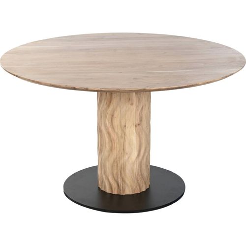 Table Ronde Acacia Et Métal Style Moderne Pour Salle à Manger