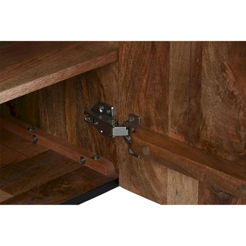 Meuble TV Mandala Noir En Bois De Manguier Et Métal Style Colonial