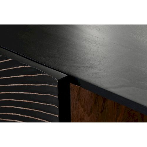 Meuble TV Mandala Noir En Bois De Manguier Et Métal Style Colonial