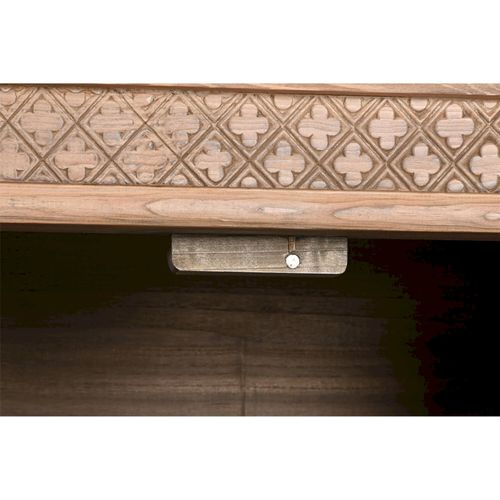 Meuble TV Sculpté En Bois D'orme Massif Finition Naturelle