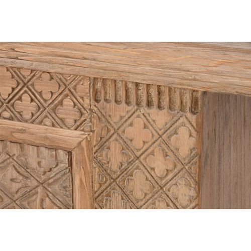 Meuble TV Sculpté En Bois D'orme Massif Finition Naturelle