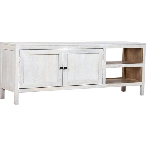 Meuble TV En Bois De Manguier Blanc Style Méditerranéen Élégant