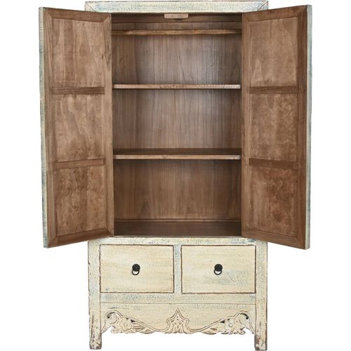 Armoire Vitrée Bois Métal Style Oriental Finition Bicolore