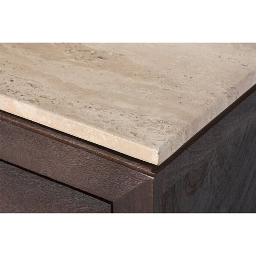 Meuble TV Bois De Manguier Et Marbre Style Moderne Traditionnel