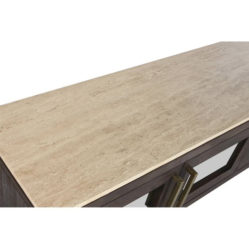 Meuble TV Bois De Manguier Et Marbre Style Moderne Traditionnel