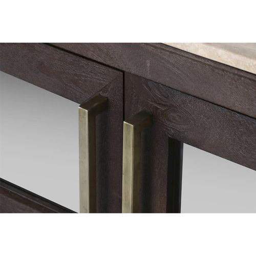 Meuble TV Bois De Manguier Et Marbre Style Moderne Traditionnel