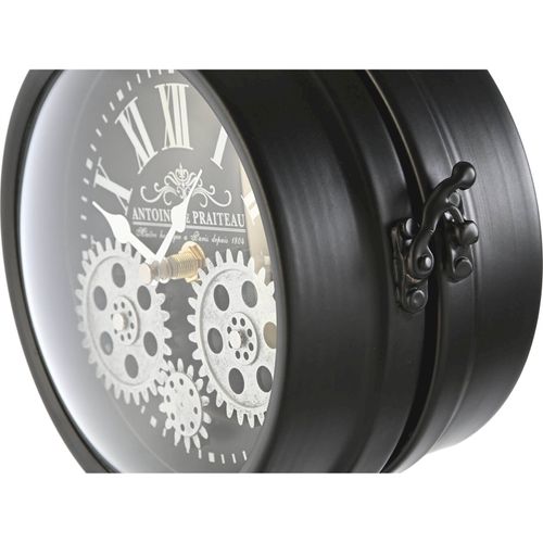 Horloge De Table Design Industriel Noir Verre Métal Style Loft