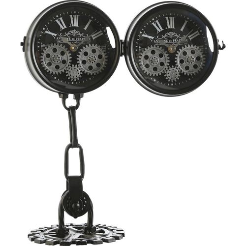 Horloge De Table Design Industriel Noir Verre Métal Style Loft