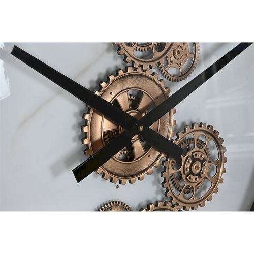Horloge Murale Métal Blanche Style Loft Chiffres Romains Dorés