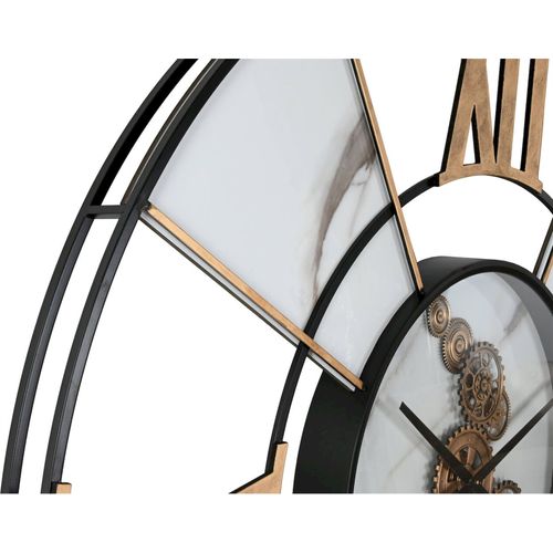 Horloge Murale Métal Blanche Style Loft Chiffres Romains Dorés