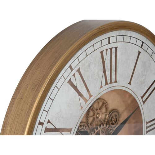 Horloge Murale Chic En Fer Et Verre Argent Doré Style Industriel